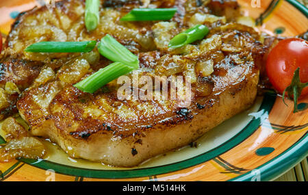 Glasierte Schweinekoteletts Stockfoto