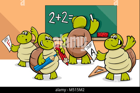 Turtle Zeichentrickfiguren im Klassenzimmer Stockfoto