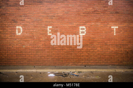 Schuld auf Red Brick Wall Stockfoto