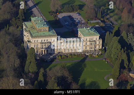 Luftaufnahme, Villa Hügel, dem ehemaligen Wohnhaus der Familie Krupp, Essen, Ruhrgebiet, Nordrhein-Westfalen, Deutschland, Europa, Essen, Ruhrgebiet,R Stockfoto