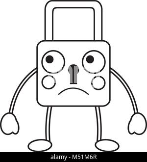 sicher sicher Vorhängeschloss Kawaii Charakter Stock Vektor