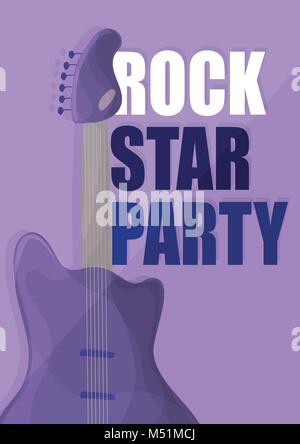 Rock Star Party, Musik poster Hintergrund Vorlage - Gitarre in lila Vektor Stock Vektor