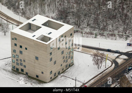 Luftaufnahme, SANAA-Gebäude Design Schule, Schule der Künste, Weltkulturerbe Zeche Zollverein, Essen, Ruhrgebiet, Nordrhein-Westfalen, Deutschland, Eu Stockfoto