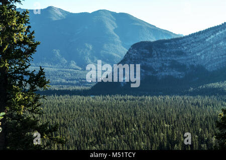 Fairmont Banff Springs von Tunnel Mountain im Frühling Stockfoto