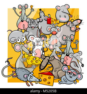 Cartoon Mäuse und Ratten mit Käse Stockfoto