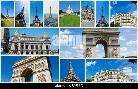 Die Collage aus Paris Fotos Sammlung Stockfoto