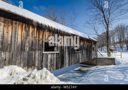 Das McWilliam Covered Bridge ist ein 62 Fuß Holz- span Kreuzung ein Zweig der Saxtons River in Grafton, Vermont. Stockfoto