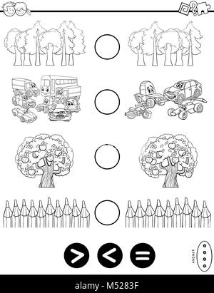 Größer kleiner gleich Malbuch Stockfoto