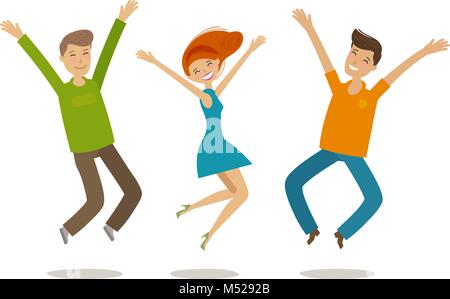 Die Menschen feiern. Party, Jubel Konzept. Cartoon Vector Illustration im flachen Stil Stock Vektor