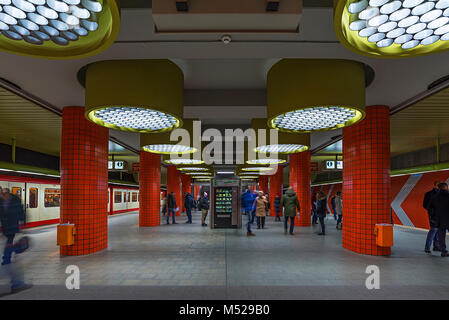 U-Bahn Station Hauptbahnhof Nürnberg, Mittelfranken, Bayern, Deutschland Stockfoto