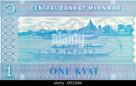 Myanmar ein 1 Kyat Banknote Stockfoto
