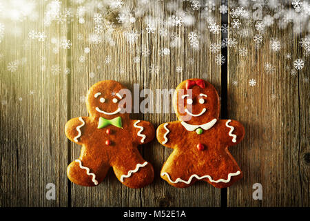 Hausgemachter Lebkuchen paar Weihnachtsplätzchen Stockfoto