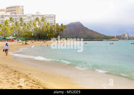 Honululu Hawaii oahu Waikiki beach Diamond Head. Stockfoto