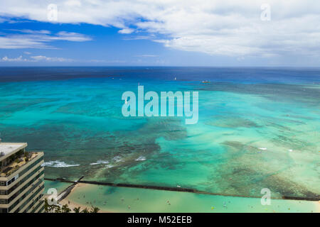 Honululu Hawaii oahu Waikiki Strand, Meerblick Stockfoto