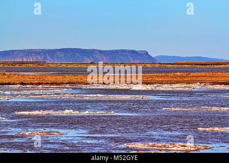 Blomidon Berg, von Gaspereau Fluss, Bucht von Fundy, Annapolis Valley, Nova Scotia, NS, Kanada Stockfoto