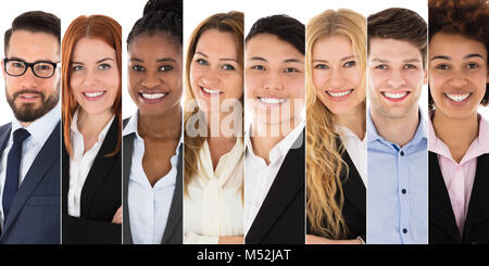 Der Junge glücklich Männlichen und Weiblichen Geschäftsleuten Stockfoto