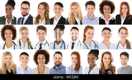 Collage Foto von Multi-ethnischen Unternehmer und Ärzte Stockfoto