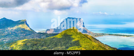 Blick vom Aussichtspunkt. Mauritius. Panorama Landschaft Stockfoto