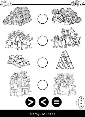 Größer kleiner gleich Spiel Buch Färbung Stockfoto