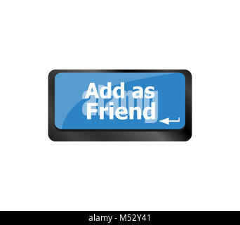 Social-Media-Konzept: Tastatur mit Schaltfläche "Add As Friend" Stockfoto