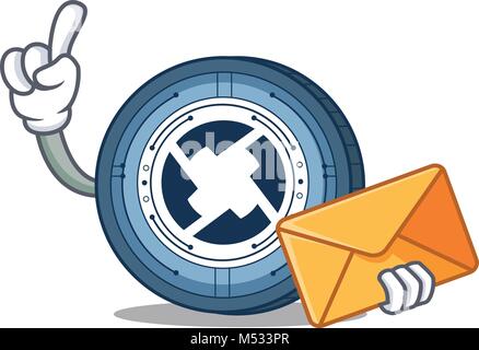 Mit envelopa 0X Münze Charakter Cartoon Stock Vektor