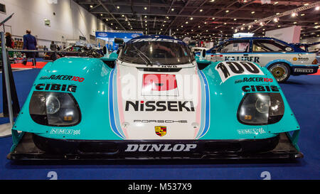 1988 Nisseki Vertrauen Porsche 962C Gruppe C Le Mans Rennwagen an der London Classic Car Show & Historic Motorsport internationalen Schau in ExCel Stockfoto