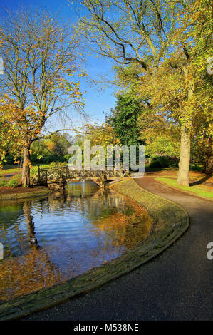 UK, South Yorkshire, Sheffield, Weston Park Teich im Herbst Stockfoto