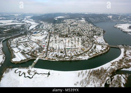 Luftaufnahme, Ruhrverband, Harkortsee, Fischtreppe, Harkort Kraftwerk, Blick über das Ruhrgebiet auf Wetter, Wetter Ruhr, Herdecke, Ruhrgebiet, Norden Rhine-We Stockfoto