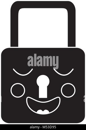 sicher sicher Vorhängeschloss Kawaii Charakter Stock Vektor