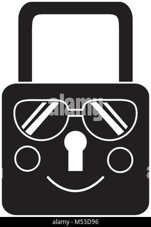 sicher sicher Vorhängeschloss Kawaii Charakter Stock Vektor