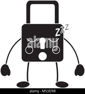 sicher sicher Vorhängeschloss Kawaii Charakter Stock Vektor