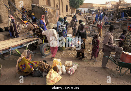 Mali. Gao. Sahel. Markt am Hafen. Niger River. Stockfoto