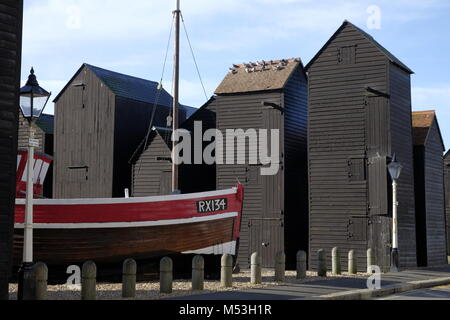 Net Geschäfte oder net Hütten, Stade, Altstadt Hastings, Großbritannien Stockfoto