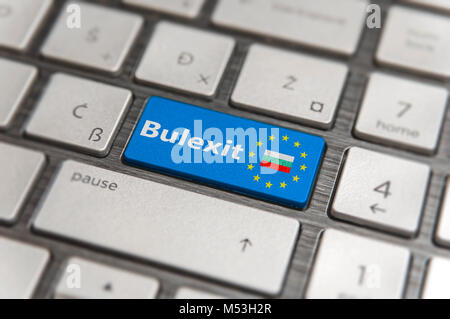 Blaue Taste eingeben Bulgarien Bulexit mit EU-Tastatur Taste auf moderne text Communication Board Stockfoto