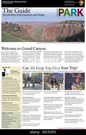 Download 2015 North Rim Grand Canyon Zeitung. 2015 Grand Canyon North Rim Guide Zeitung vielleicht zum Download als PDF-Datei von dieser Seite. Der NORTH RIM öffnet vom 15. Mai 2015 und endet am 15. Oktober 2015 Stockfoto