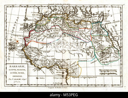 1830 Delamarche Atlas Karte - Nord Afrika - Marokko Sahara Guinea Ägypten Stockfoto