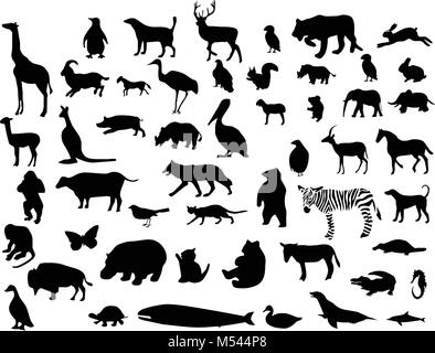 Sammlung tierischen Silhouetten. Vector Illustration. Ein klicken Sie auf "Farbe ändern Stock Vektor