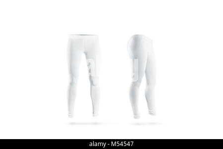 Leere weiße leggings Mockup, Vorder- und Seitenansicht, isoliert. Klar  leggins Mock up Vorlage. Tuch Hosen design Präsentation. Sport Hosen  stretch Strumpfhosen Modell trägt Stockfotografie - Alamy