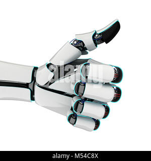3D-rendering Roboterhand auf weißem Hintergrund Stockfoto