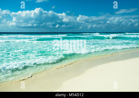 Karibik-Strand Panorama, Tulum, Mexiko Stockfoto