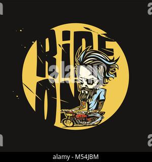 Minimale Logo der Golden Bike rider Vector Illustration Stock Vektor