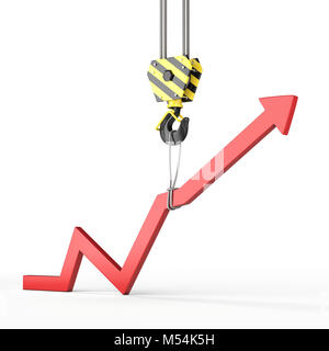 3D-Rendering der Kran mit einem Wachstum chart Stockfoto