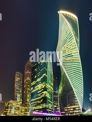 Moscow City bei Nacht. Moscow International Business Center skyline Stockfoto