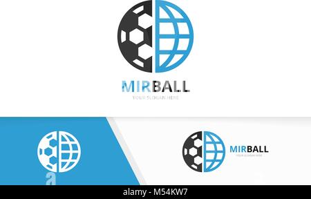 Vektor Fußball und Planeten logo Kombination. Ball und Welt Symbol oder Icon. Einzigartige Fußball und globe Logo Design Template. Stock Vektor