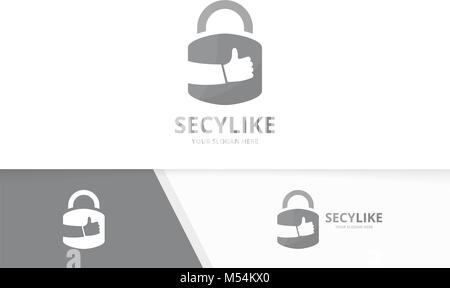 Vektor sperren und wie Logo Kombination. Sichere und beste Symbol oder das Symbol. Einzigartige Vorhängeschloss und Wahl Logo Design Template. Stock Vektor