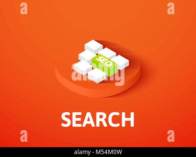 Suche isometrische Symbol Farbe Hintergrund isoliert Stock Vektor