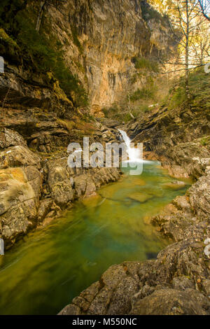 Añisclo Canyon (Huesca) Spanien, Pyrinees Berge, Winter Stockfoto