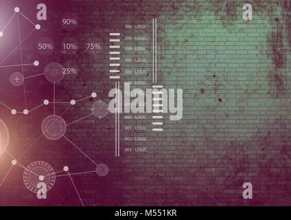 Schnittstelle Overlay der Verbindung Statistiken Grafik mit Grunge Hintergrund Stockfoto