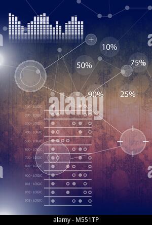 Schnittstelle Overlay der Verbindung Statistiken Grafik mit Grunge Hintergrund Stockfoto