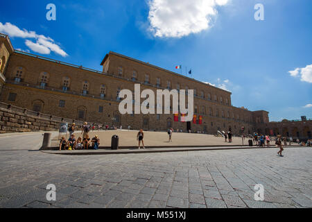 Florenz (Firenze), 28. JULI 2017 - Blick auf den Palazzo Pitti in Florenz (Firenze), Toskana, Italien. Stockfoto